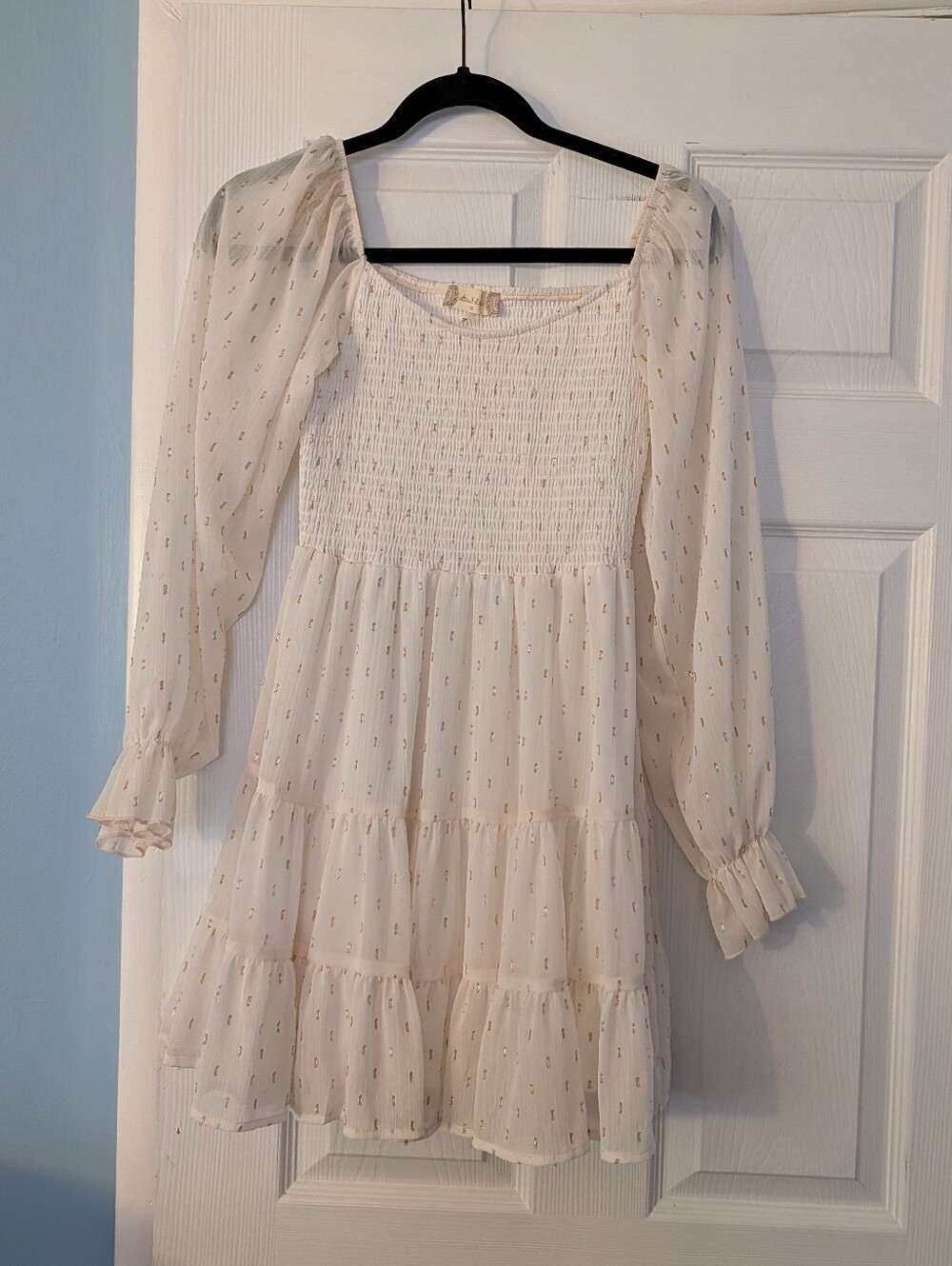 Altar'd State Cream & Gold Mini Dress